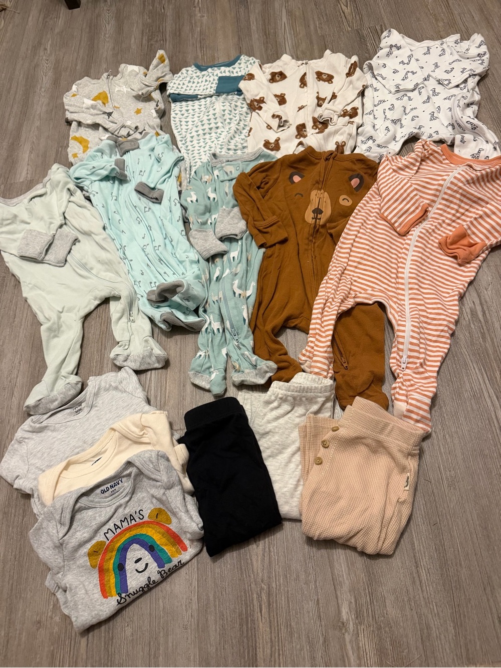 Mixed Baby Footie Bundle in Mint, Teal, Rust, Brown, Cream & White - 0-3 AND 3-6
